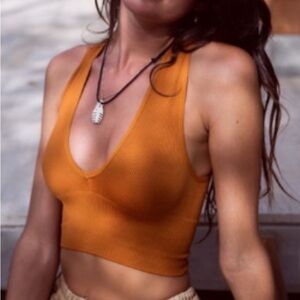 URBAN OUTFITTERS Out From Under Hailey Seamless Rib Knit Plunge Bra Crop Top